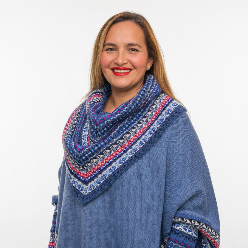 Blue Alpaca Poncho