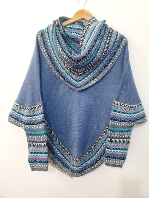 Sky Blue Alpaca Poncho