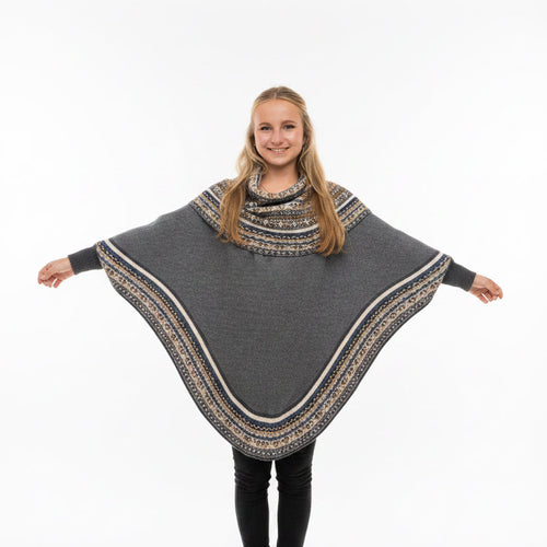 Grey Alpaca Poncho