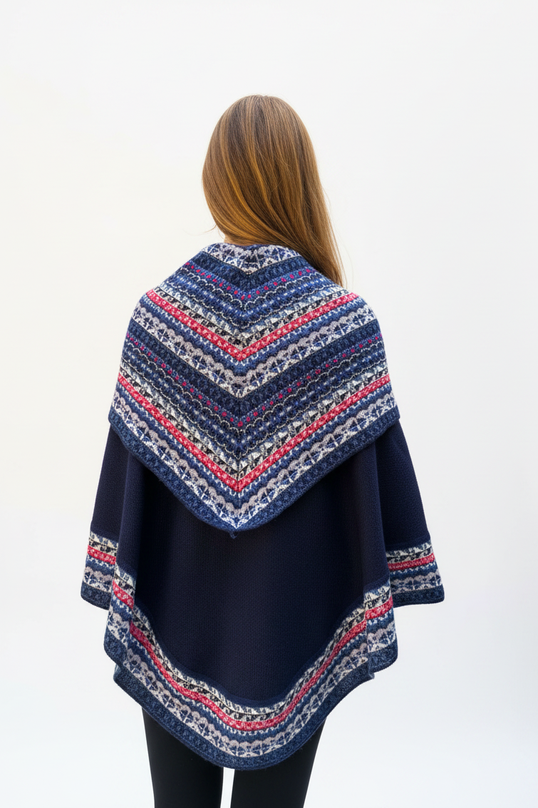 Navy Blue Alpaca Poncho