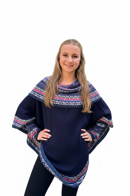 Navy Blue Alpaca Poncho