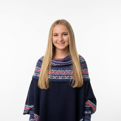 Navy Blue Alpaca Poncho