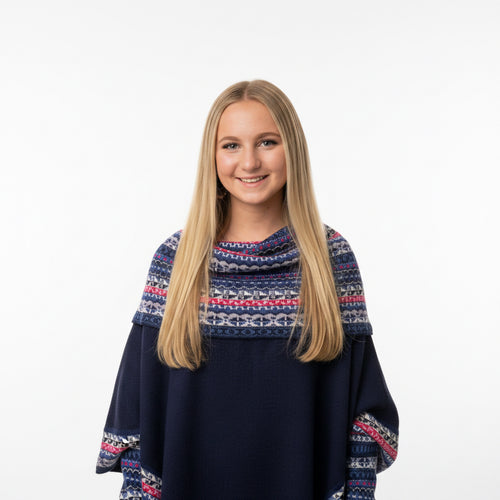Navy Blue Alpaca Poncho