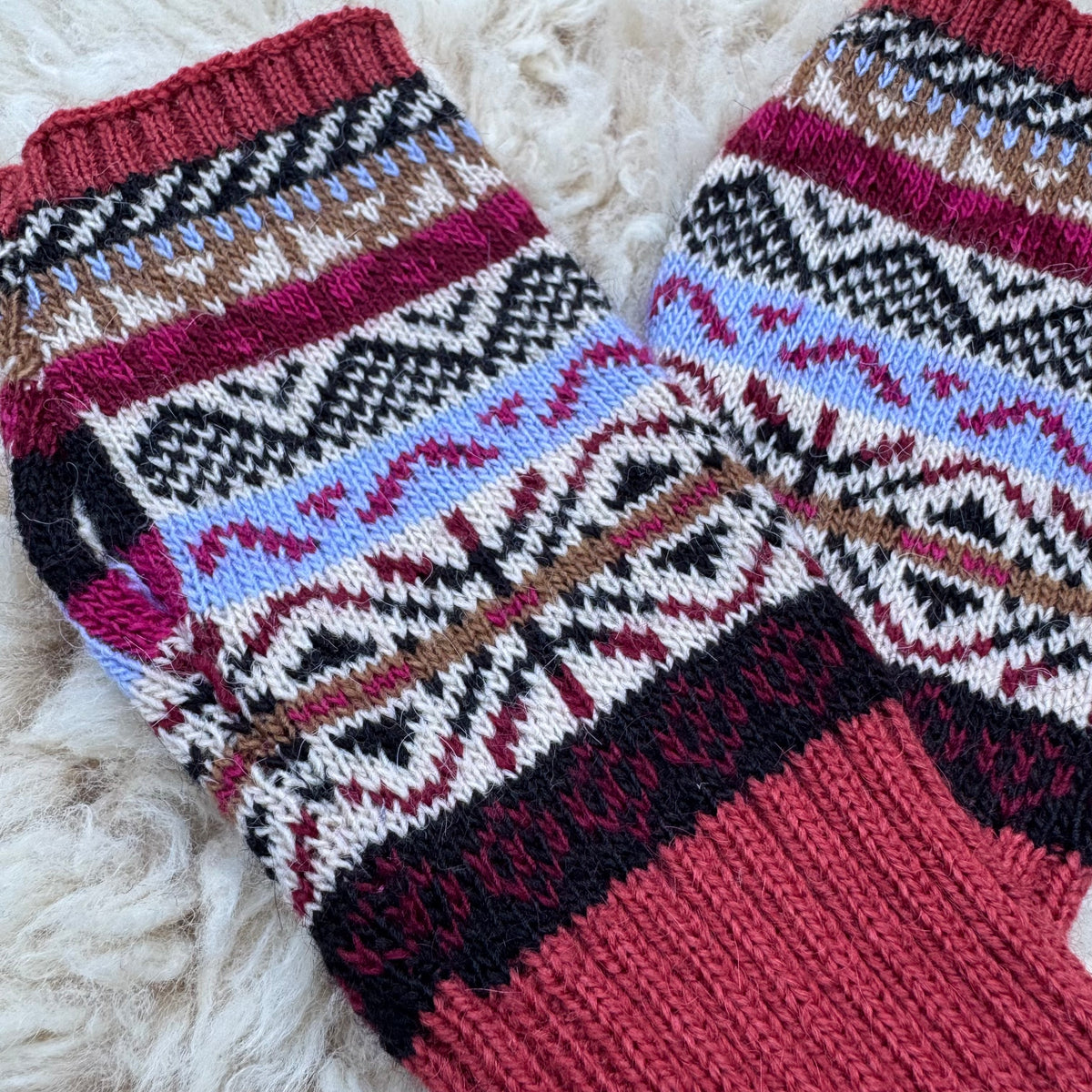 Alpaca Blend Fair Isle Fingerless Gloves
