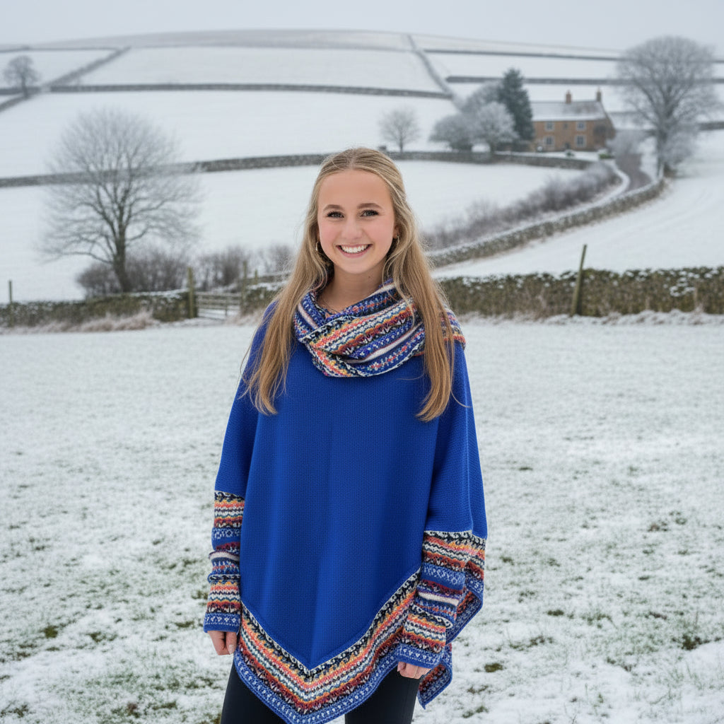 Bright Blue Alpaca Poncho