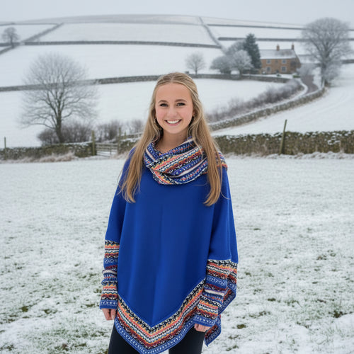 Bright Blue Alpaca Poncho