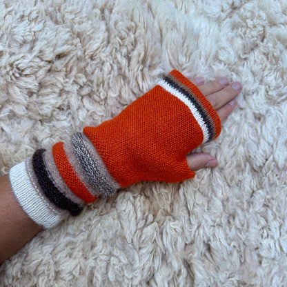 Terracotta Baby Alpaca Fingerless Gloves | 100% Baby Alpaca