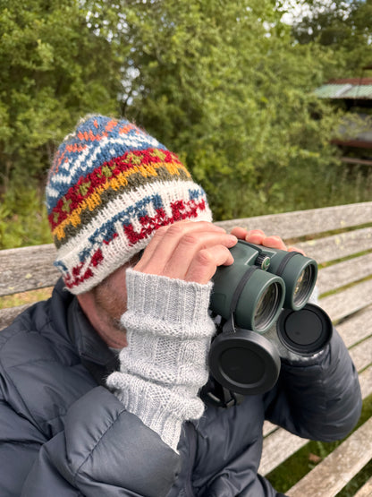 Light Grey Alpaca Blend Cable Knit Fingerless Gloves