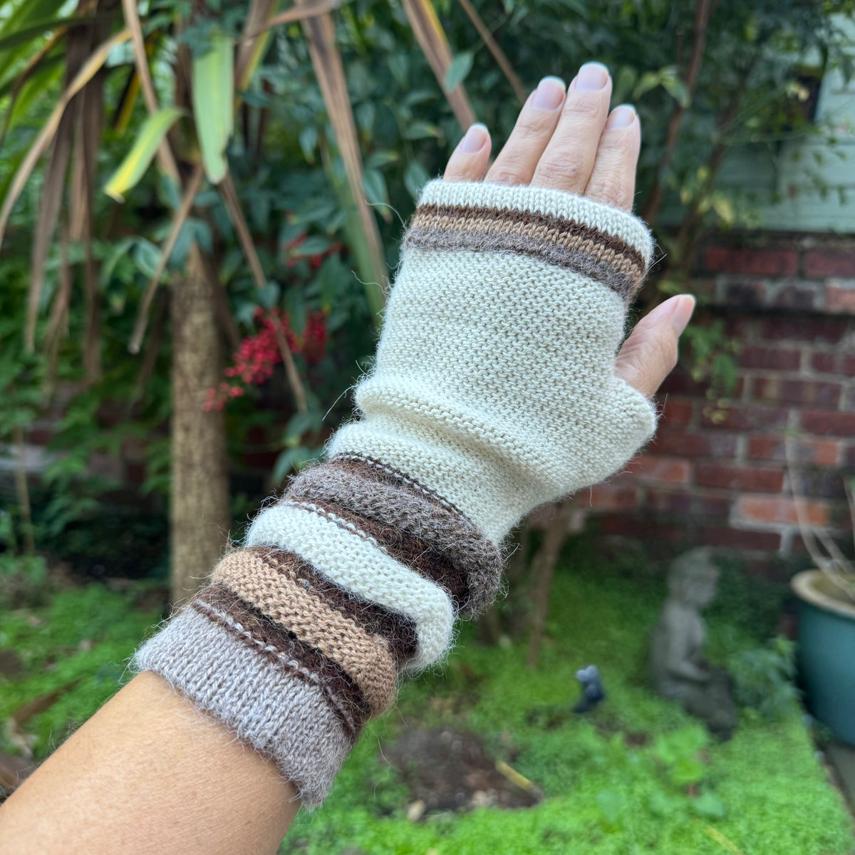 Cream Baby Alpaca Fingerless Gloves | Natural Ivory Wrist Warmers