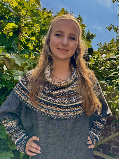 Grey Alpaca Poncho