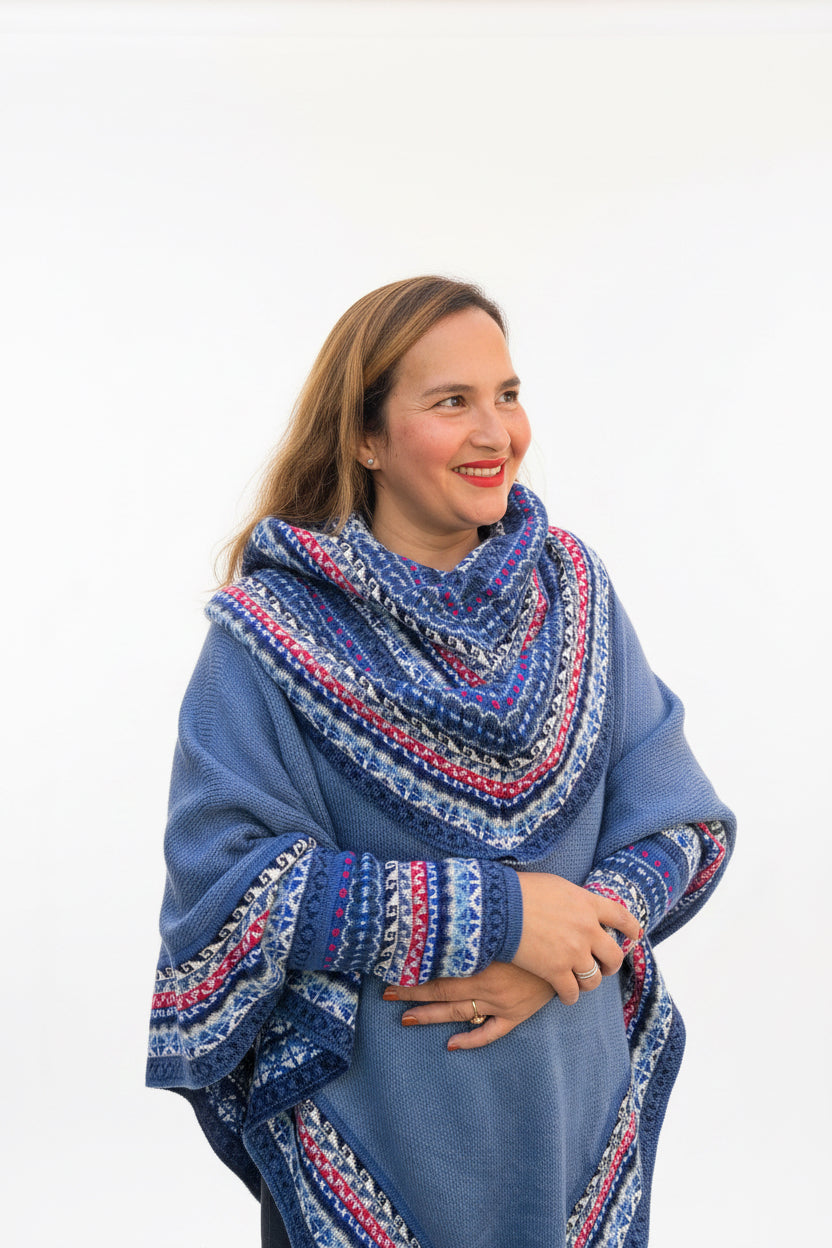 Blue Alpaca Poncho