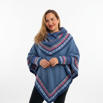 Blue Alpaca Poncho
