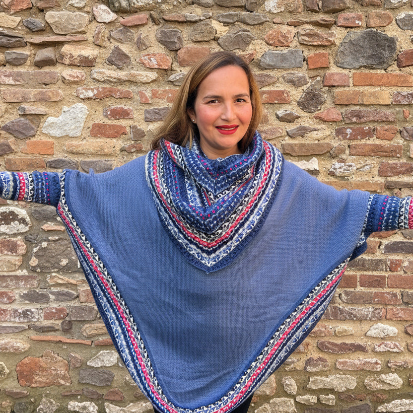 Blue Alpaca Poncho