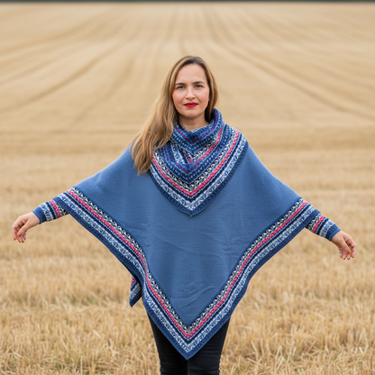 Blue Alpaca Poncho