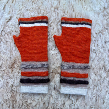 Terracotta Baby Alpaca Fingerless Gloves | 100% Baby Alpaca