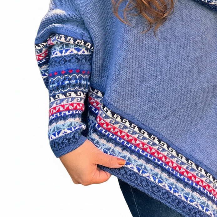 Blue Alpaca Poncho