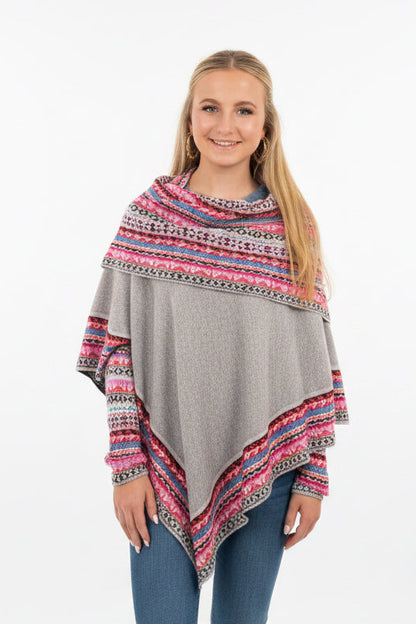 Grey and Pink Alpaca Poncho