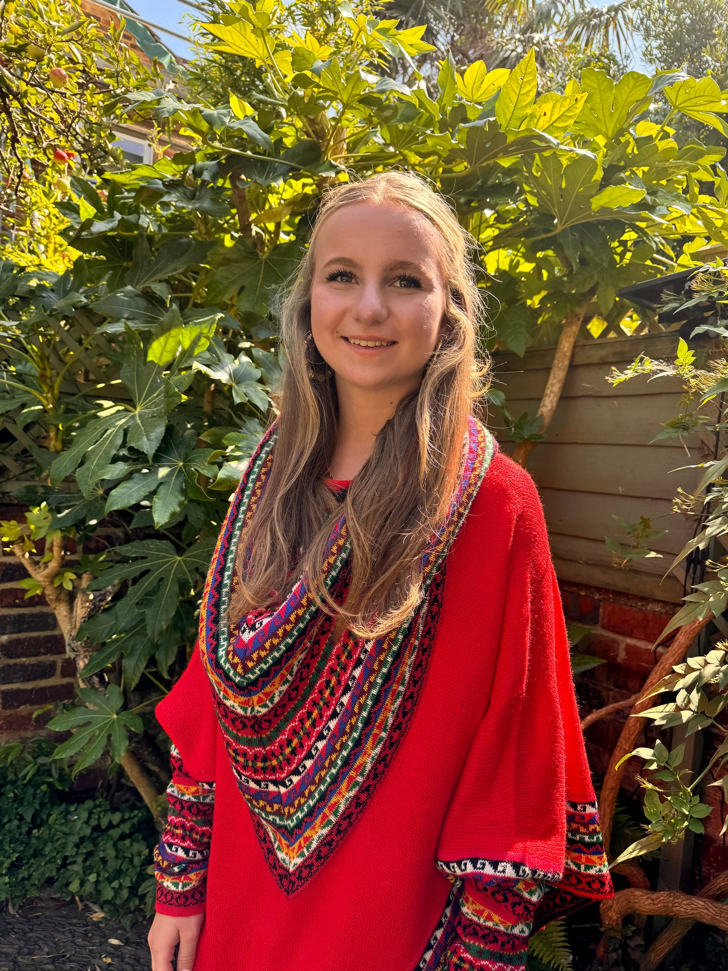 Red Alpaca Poncho