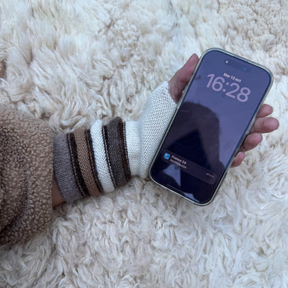 Cream Baby Alpaca Fingerless Gloves | Natural Ivory Wrist Warmers