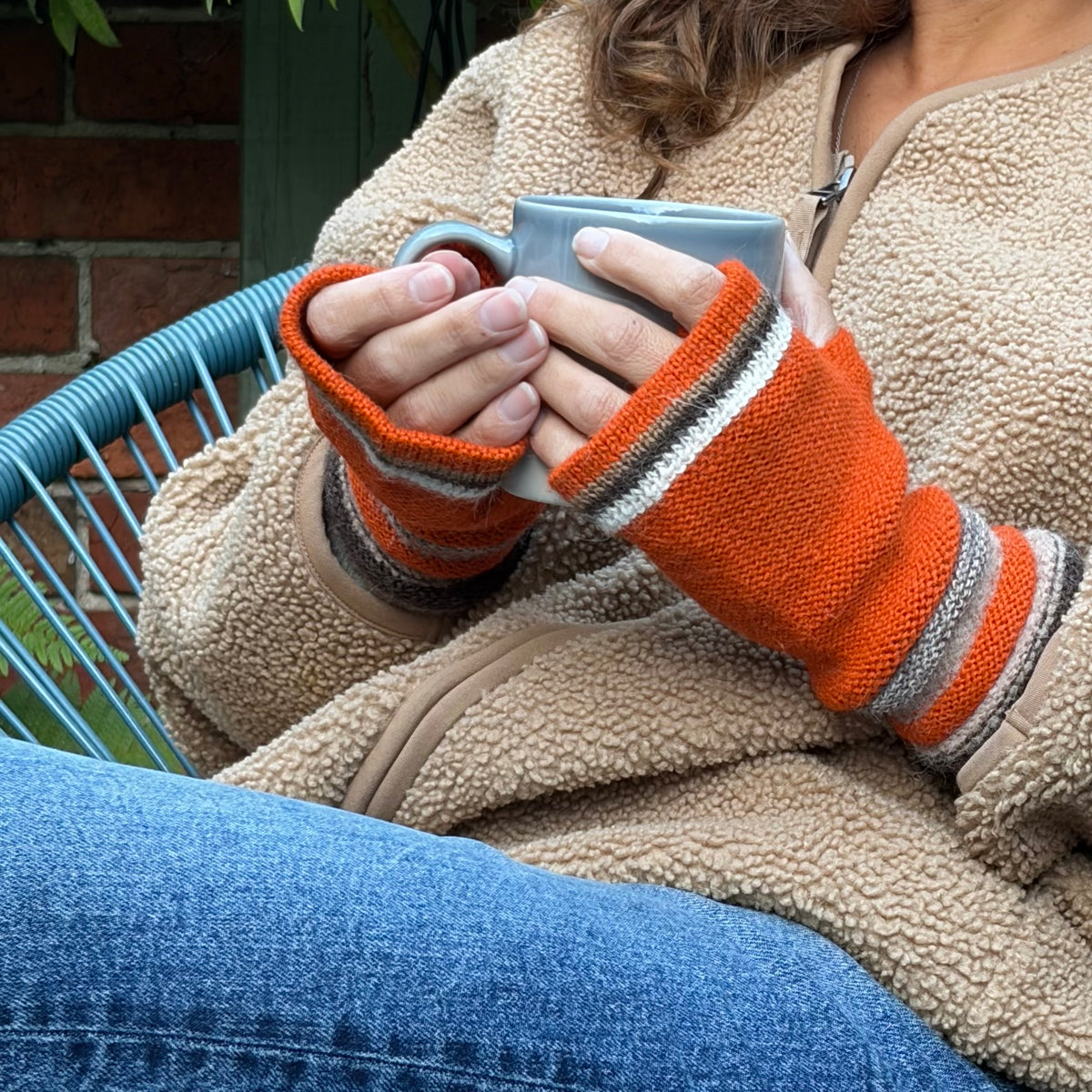 Terracotta Baby Alpaca Fingerless Gloves | 100% Baby Alpaca