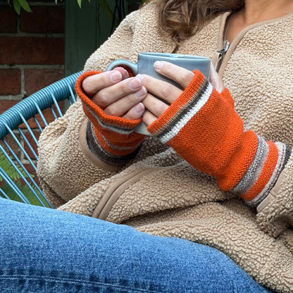 Terracotta Baby Alpaca Fingerless Gloves | 100% Baby Alpaca