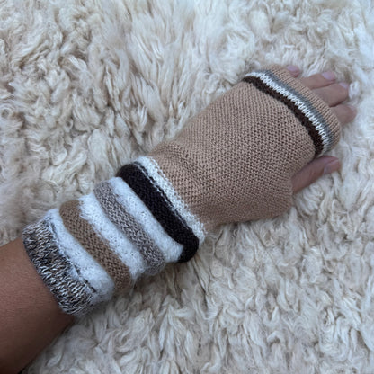 Camel Baby Alpaca Fingerless Gloves | Natural Beige Wrist Warmers