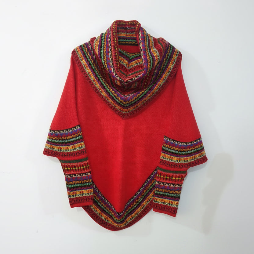 Red Alpaca Poncho