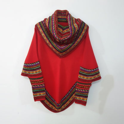 Red Alpaca Poncho