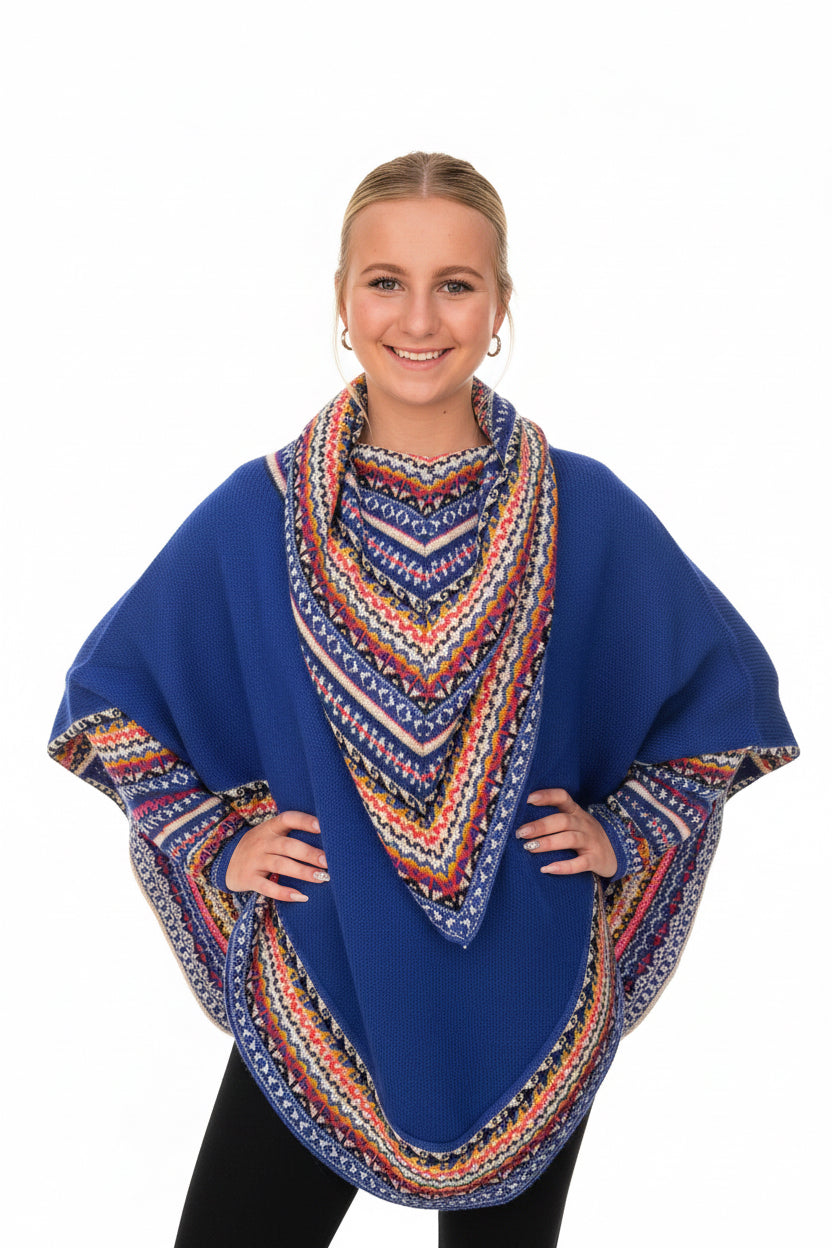 Bright Blue Alpaca Poncho