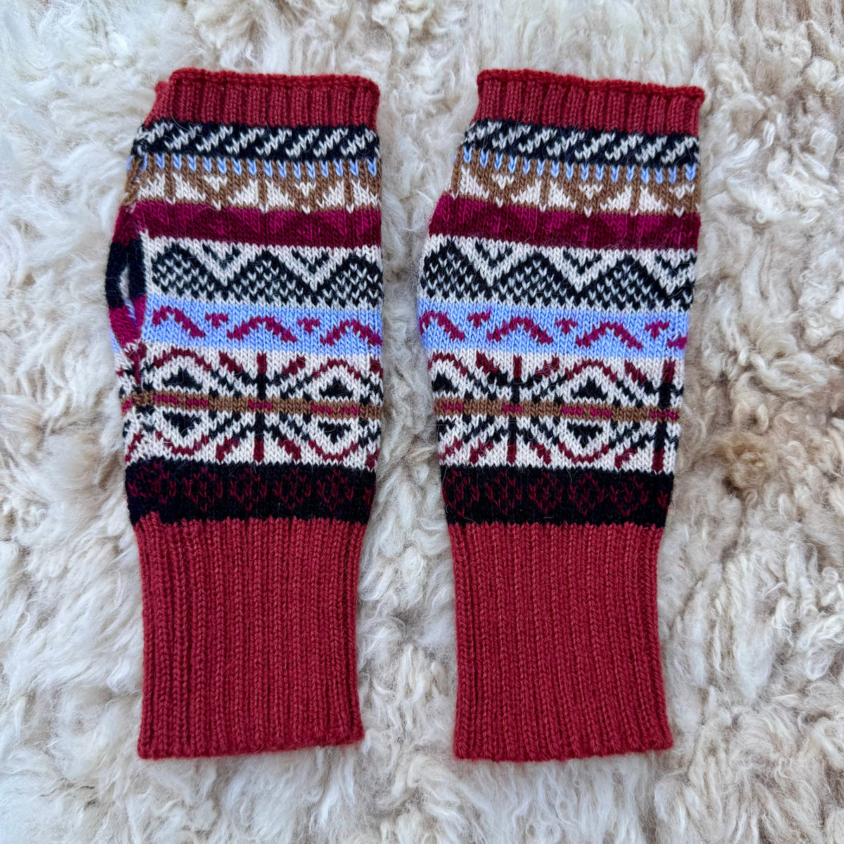 Alpaca Blend Fair Isle Fingerless Gloves