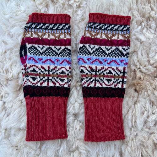 Alpaca Blend Fair Isle Fingerless Gloves