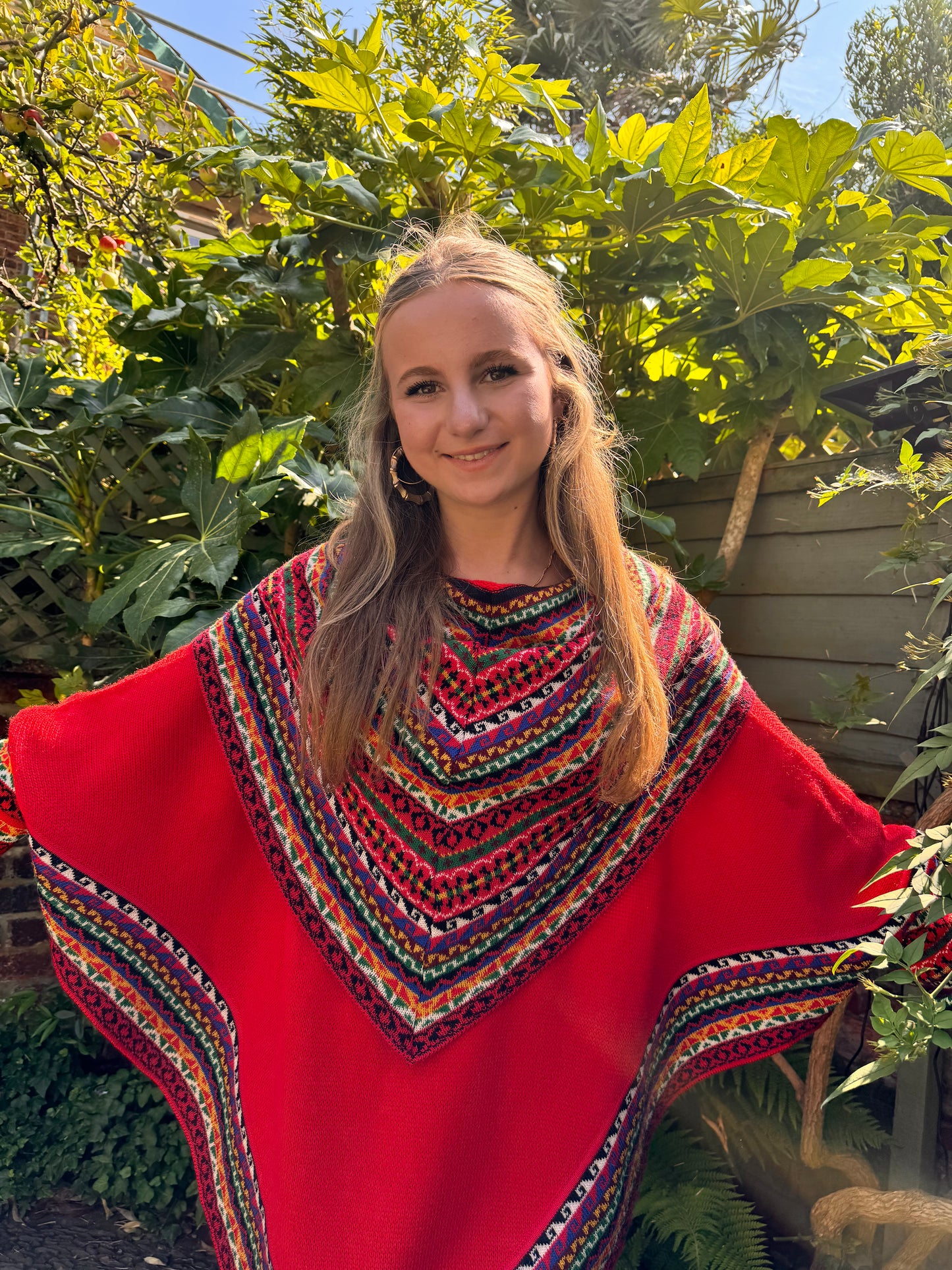 Red Alpaca Poncho
