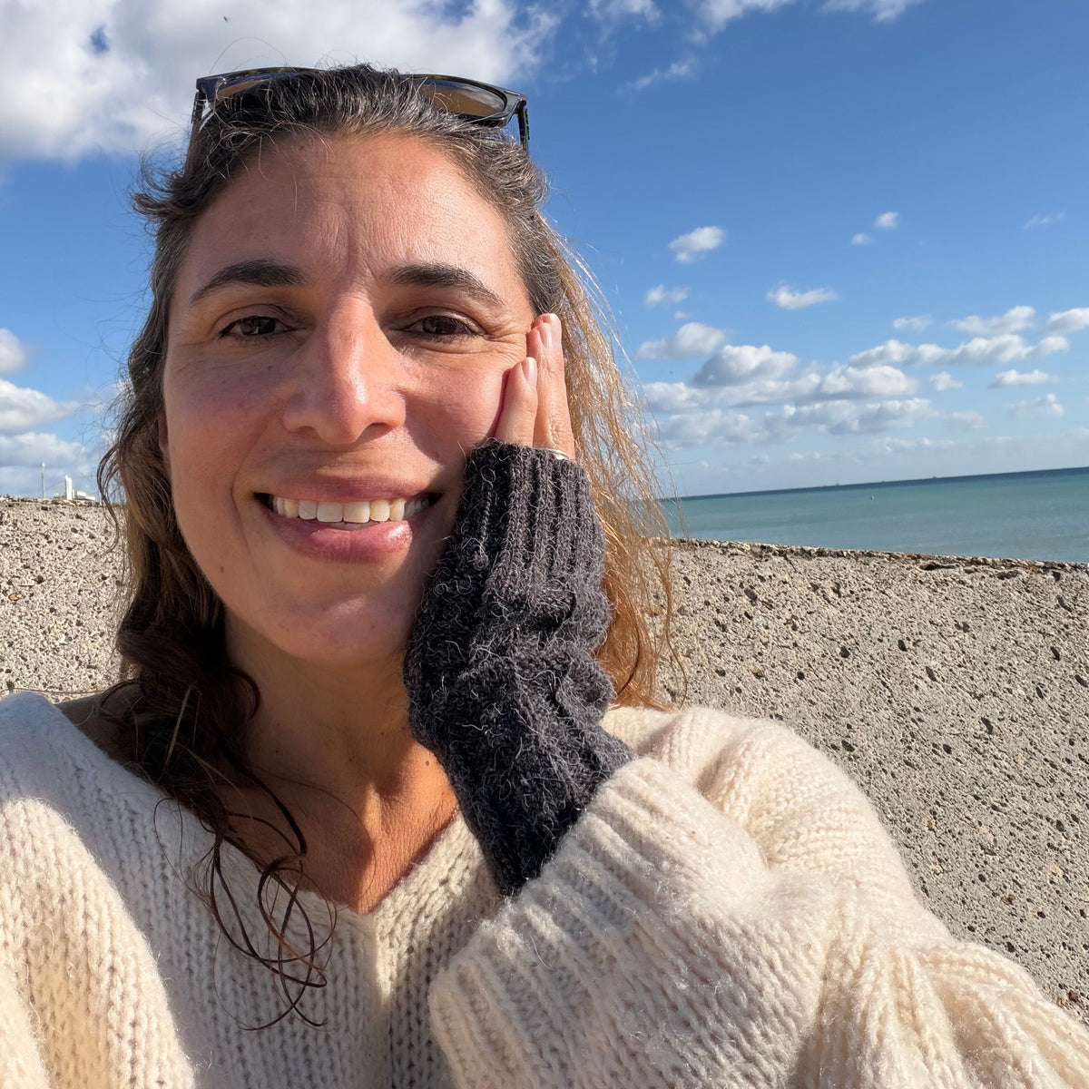Charcoal Grey Cable Knit Alpaca Fingerless Gloves