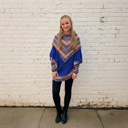 Bright Blue Alpaca Poncho