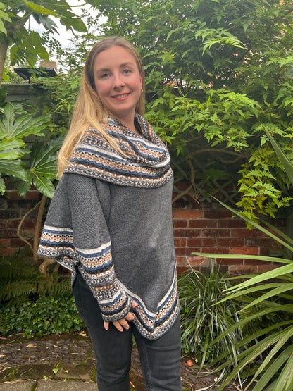 Grey Alpaca Poncho