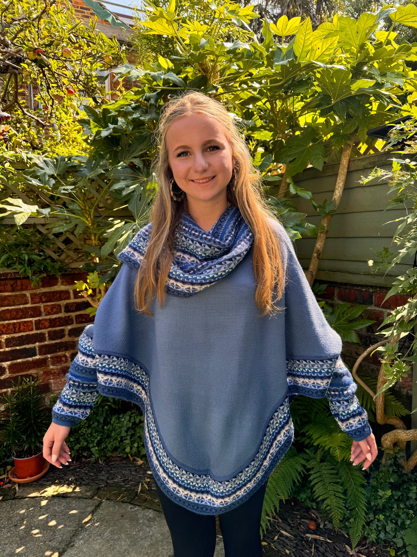 Sky Blue Alpaca Poncho