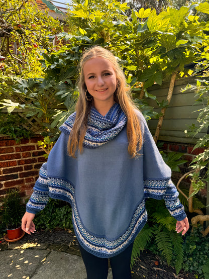Sky Blue Alpaca Poncho