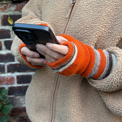 Terracotta Baby Alpaca Fingerless Gloves | 100% Baby Alpaca