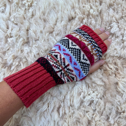 Alpaca Blend Fair Isle Fingerless Gloves