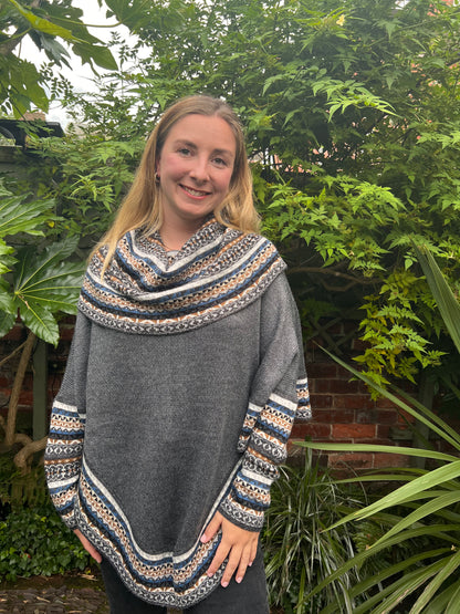 Grey Alpaca Poncho