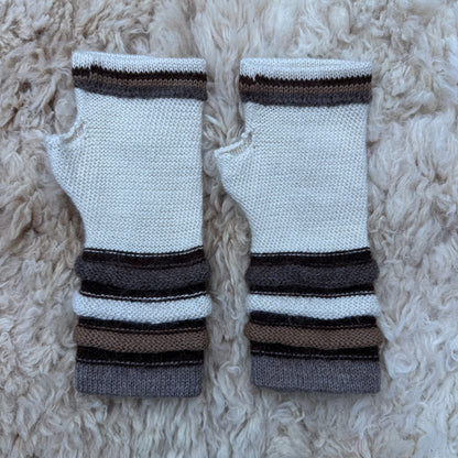Cream Baby Alpaca Fingerless Gloves | Natural Ivory Wrist Warmers