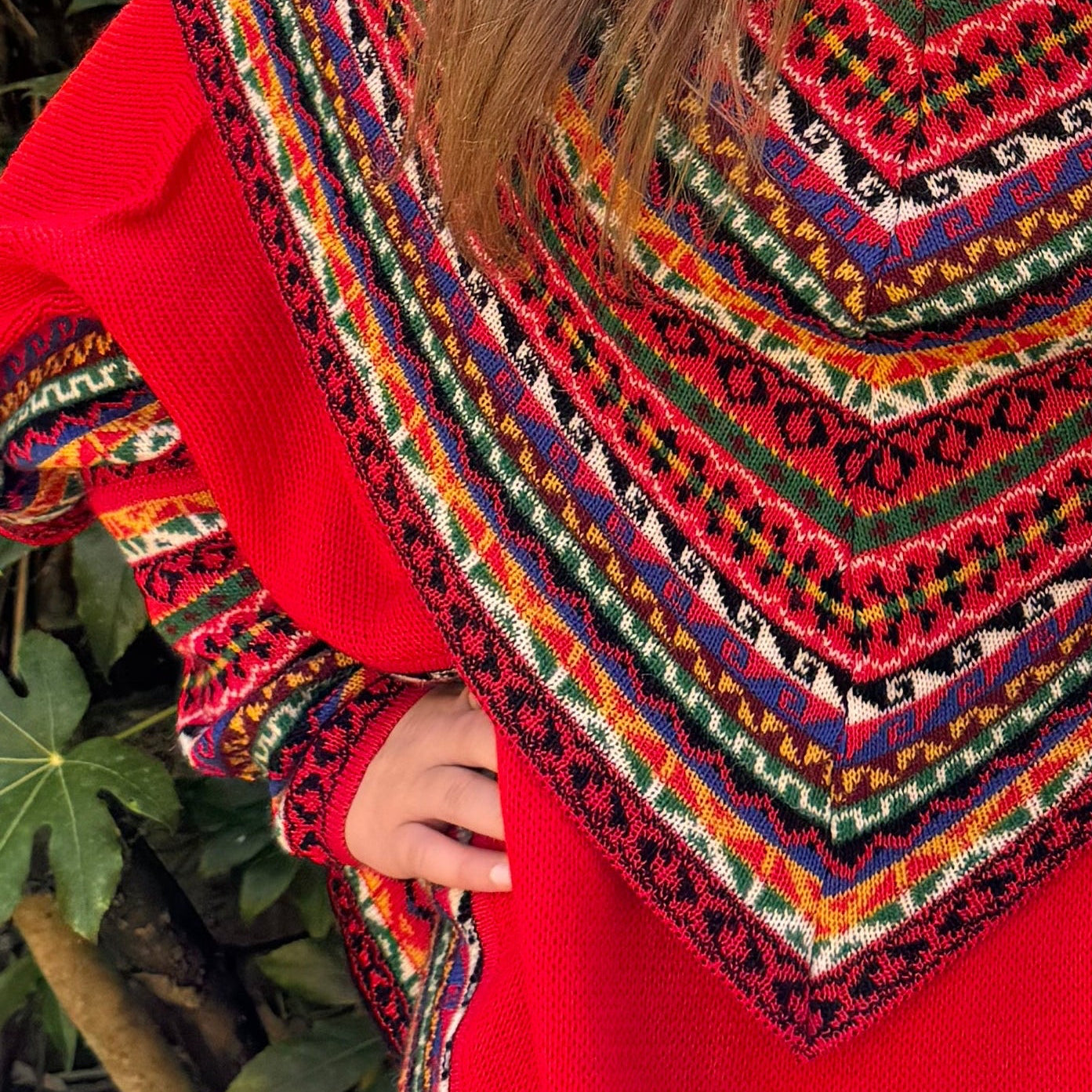 Red Alpaca Poncho