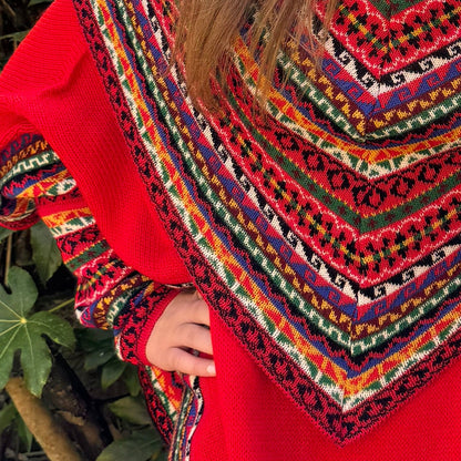 Red Alpaca Poncho
