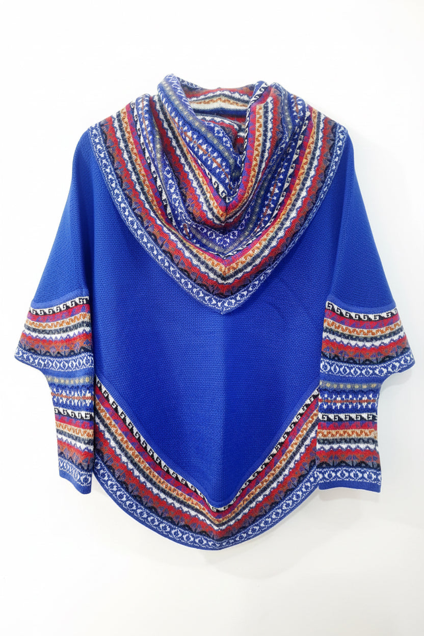 Bright Blue Alpaca Poncho