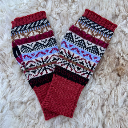 Alpaca Blend Fair Isle Fingerless Gloves