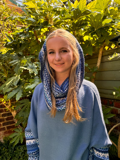 Sky Blue Alpaca Poncho