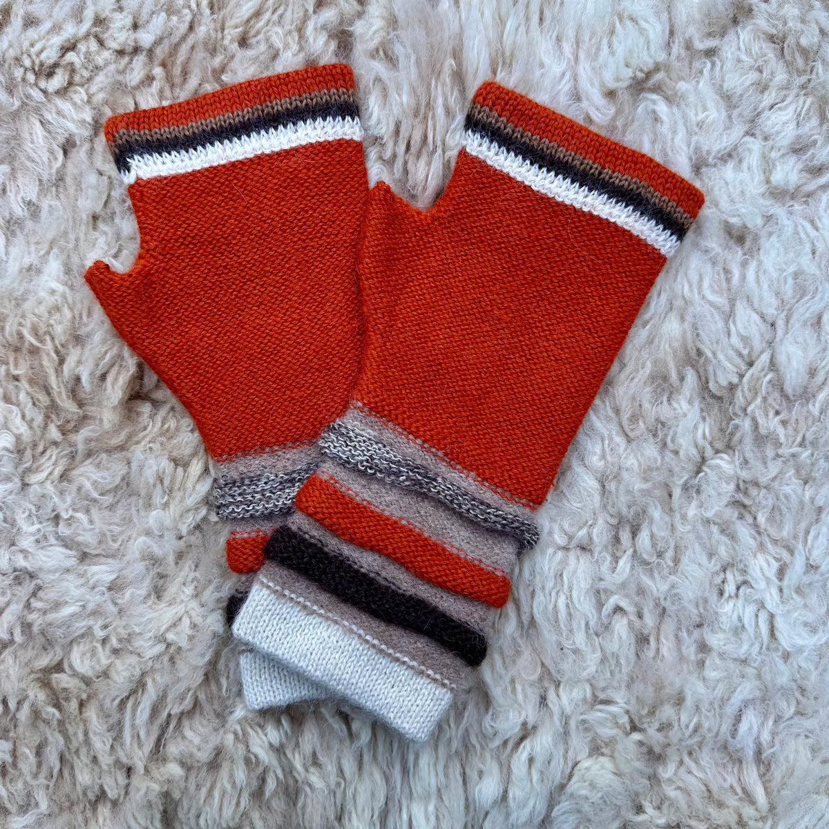 Terracotta Baby Alpaca Fingerless Gloves | 100% Baby Alpaca