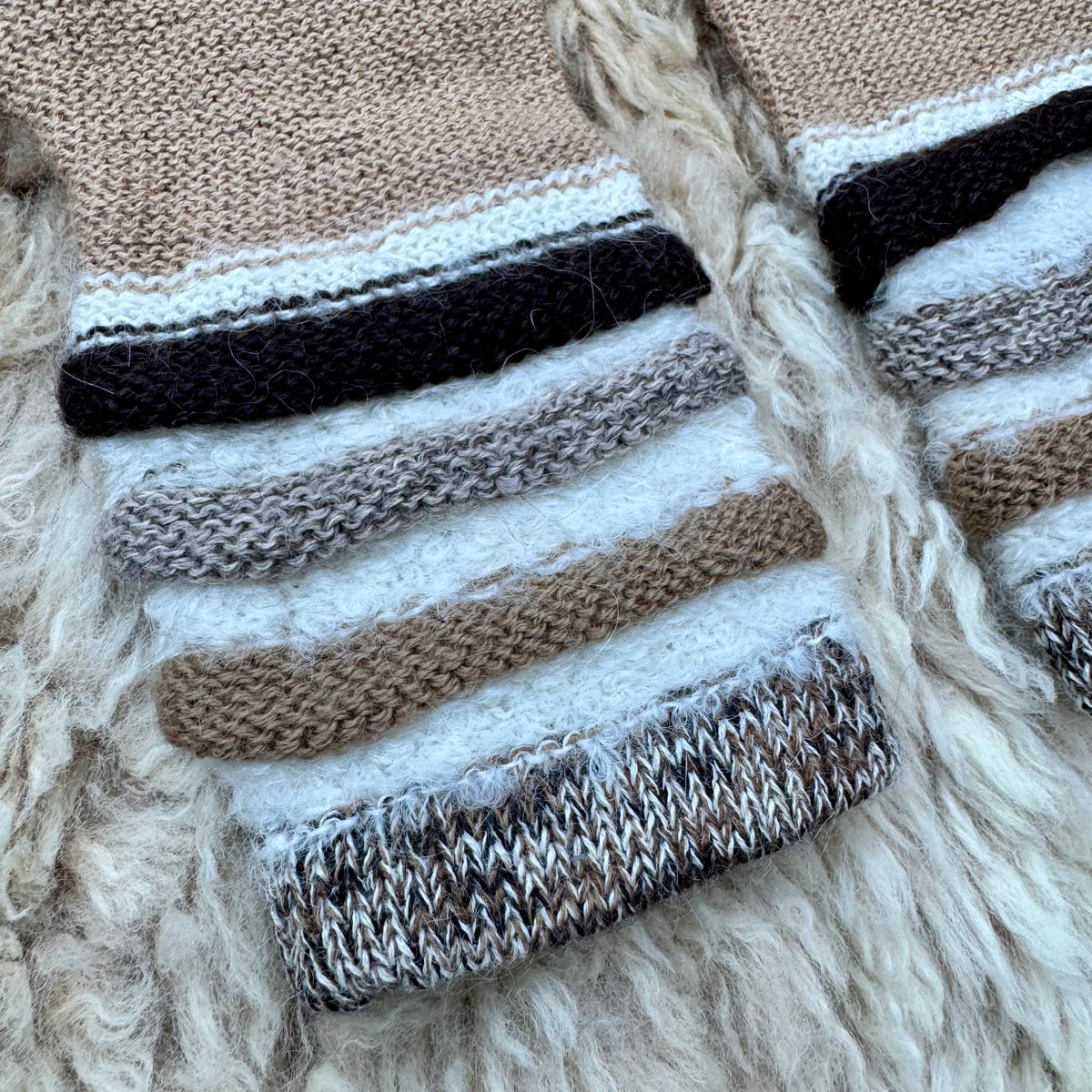 Camel Baby Alpaca Fingerless Gloves | Natural Beige Wrist Warmers