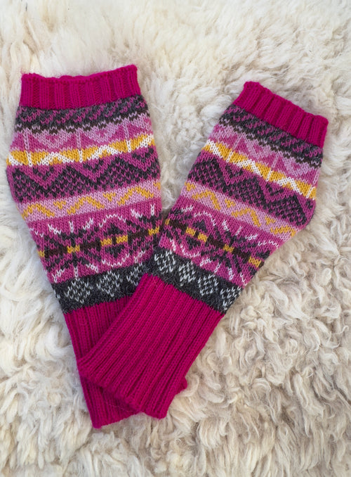 Alpaca Fingerless Gloves: Patterned Knit Wrist Warmers