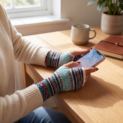Alpaca Fingerless Gloves - Fair Isle Style (Copy)